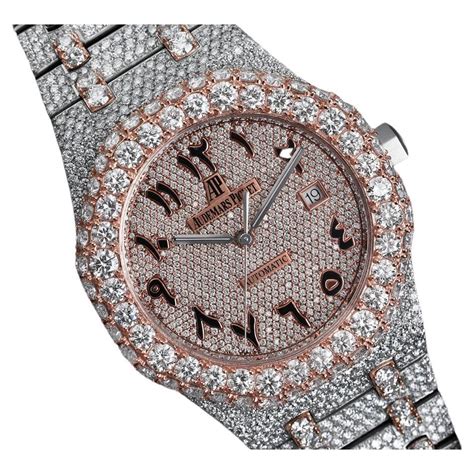 iced out royal oak|42mm royal oak diamond watch.